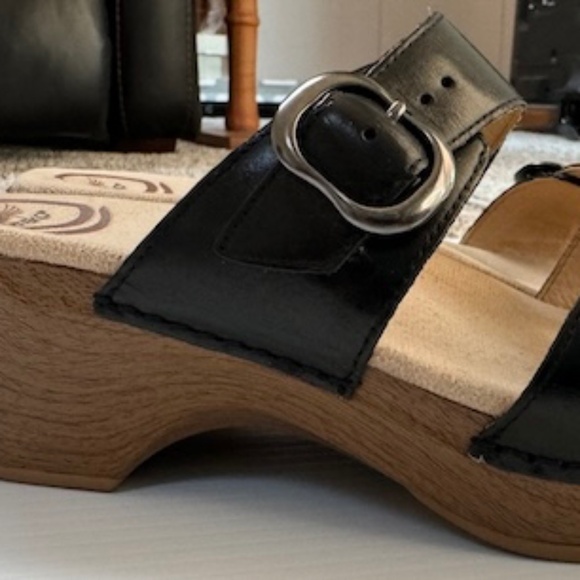 Dansko Sophie Black Leather Sandal Sz 37 - Picture 4 of 10